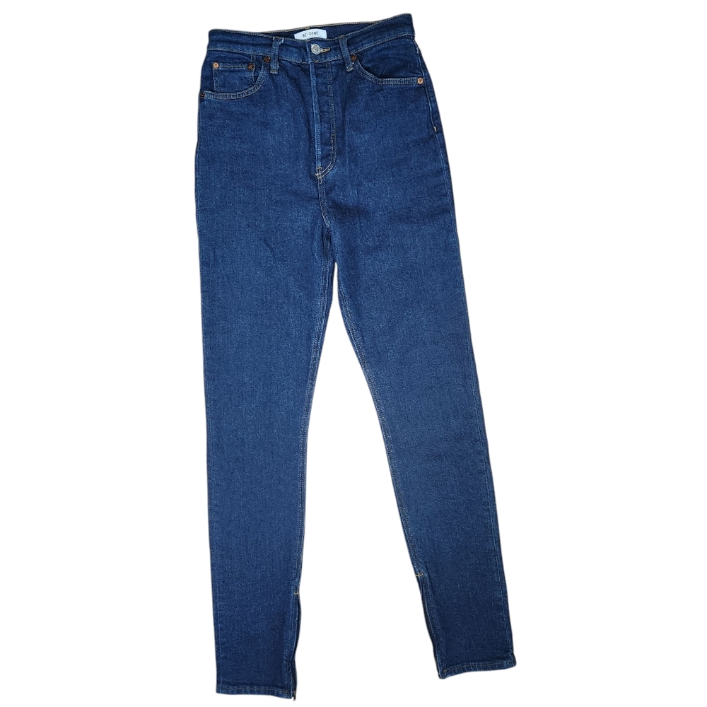 RE/DONE Super High Drain Pipe Jeans 28 Zippered Ankles High Waist Rise Vintage